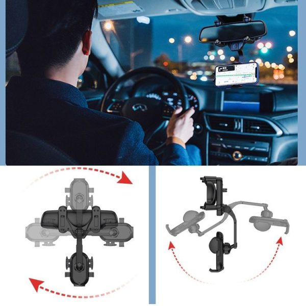 Snap-on Rearview Mirror Car Phone Holder - Image 4