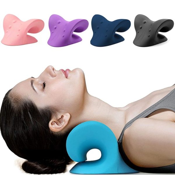 Neck Shoulder Stretcher Relaxer Cervical Chiropractic Traction Device Pillow (Blue) - Image 2