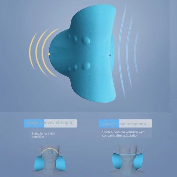 Neck Shoulder Stretcher Relaxer Cervical Chiropractic Traction Device Pillow (Blue) - Image 4