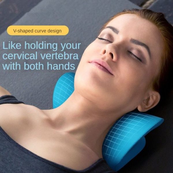 Neck Shoulder Stretcher Relaxer Cervical Chiropractic Traction Device Pillow (Blue) - Image 5