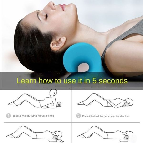 Neck Shoulder Stretcher Relaxer Cervical Chiropractic Traction Device Pillow (Blue) - Image 7