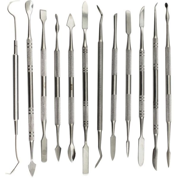 12 In 1 Stainless Steel Wax Carving Knife Dental Tool Set Clay Modeling Tool