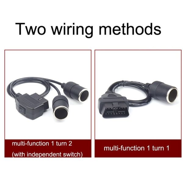 Car OBD To Cigarette Lighter Female Seat Driving Recorder Power Cord 50cm - Image 2