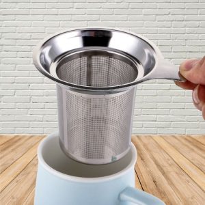 304 Stainless Steel Teapot Flat Bottom High Density Strainer With Handle (Silver)