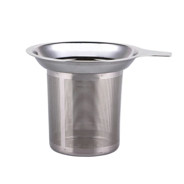 304 Stainless Steel Teapot Flat Bottom High Density Strainer With Handle (Silver) - Image 2
