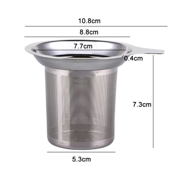 304 Stainless Steel Teapot Flat Bottom High Density Strainer With Handle (Silver) - Image 3