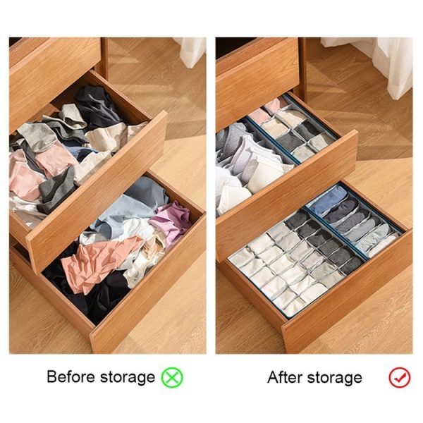 Foldable Drawer Clothes Storage Box, Spec: 8 Grids (Green) - Image 5
