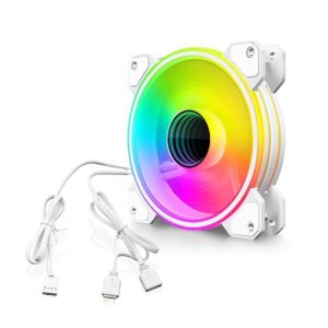COOLMOON 12cm Infinity Lens Computer Cooling Fan PWM ARGB Chassis Cooling Fan (White)