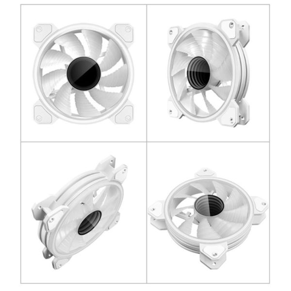 COOLMOON 12cm Infinity Lens Computer Cooling Fan PWM ARGB Chassis Cooling Fan (White) - Image 2