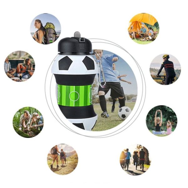 Outdoor Sports Anti-fall Water Bottle Portable Leak-proof Silicone Folding Cup, Shape: Basketball (550ml) - Image 6