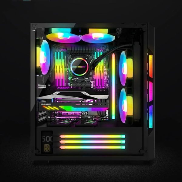 COOLMOON Y360 Round Tube Multi-interface ARGB Chassis Light Bar Computer Decorative Silicone LED Lamp Strip - Image 2