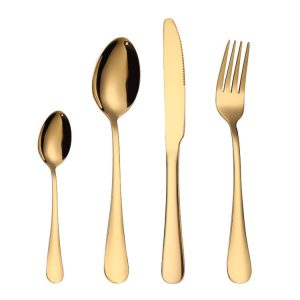 4PCS / Set Stainless Steel Western Steak Fork Spoon Knife Set, Color: Golden