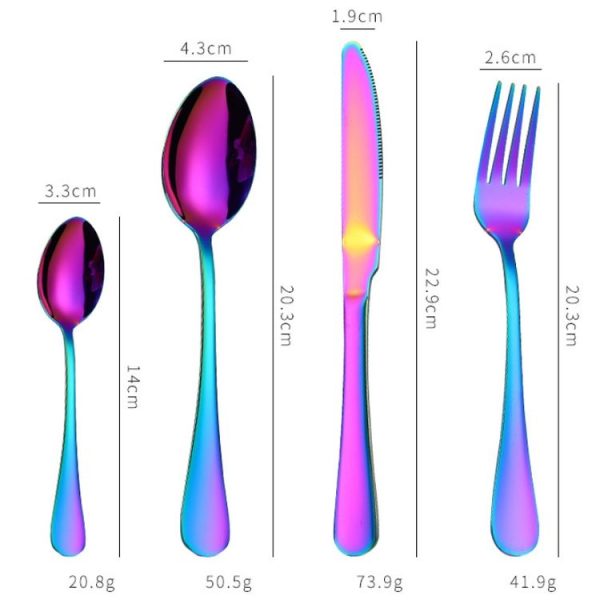 4PCS / Set Stainless Steel Western Steak Fork Spoon Knife Set, Color: Golden - Image 3