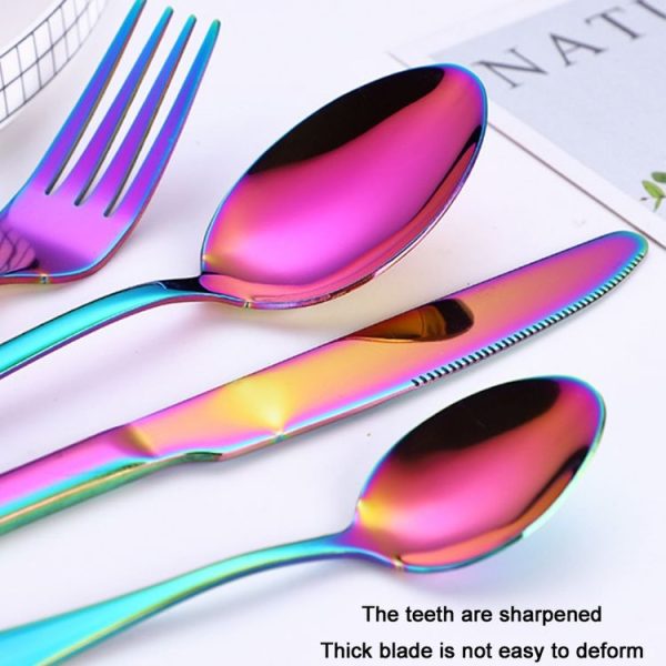 4PCS / Set Stainless Steel Western Steak Fork Spoon Knife Set, Color: Golden - Image 4