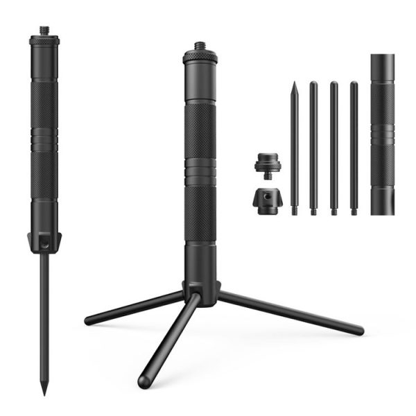Foldable Portable Aluminum Alloy Tripod Light Stand Mobile Phone Live Tripod (Black)