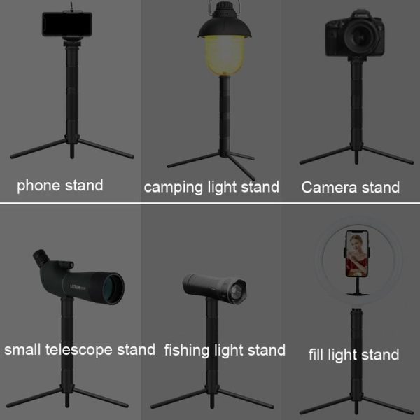 Foldable Portable Aluminum Alloy Tripod Light Stand Mobile Phone Live Tripod (Black) - Image 7