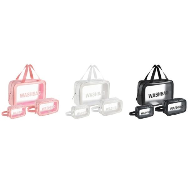 PVC Transparent Waterproof Portable Cosmetic Bag, Size: M (Pink) - Image 2