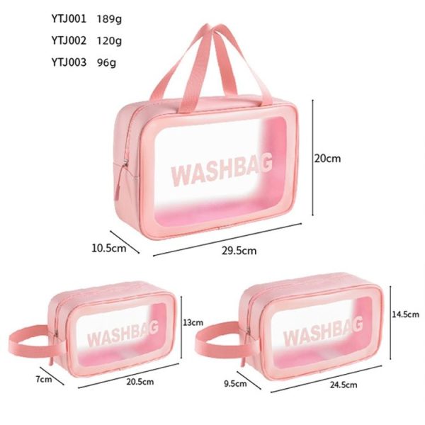 PVC Transparent Waterproof Portable Cosmetic Bag, Size: M (Pink) - Image 3