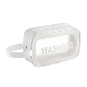 PVC Transparent Waterproof Portable Cosmetic Bag, Size: M (White)