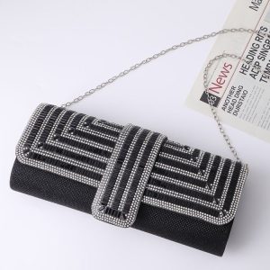 Ladies Evening Bag Shoulder Bag Hand Messenger Bag (Black)
