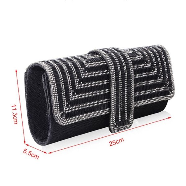 Ladies Evening Bag Shoulder Bag Hand Messenger Bag (Black) - Image 3