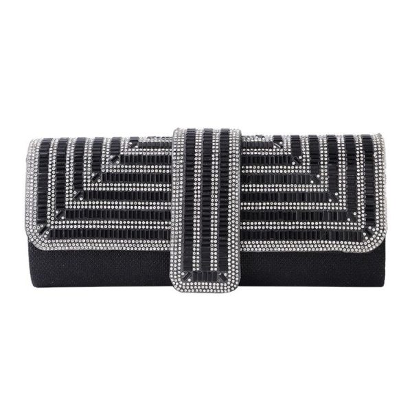 Ladies Evening Bag Shoulder Bag Hand Messenger Bag (Black) - Image 4