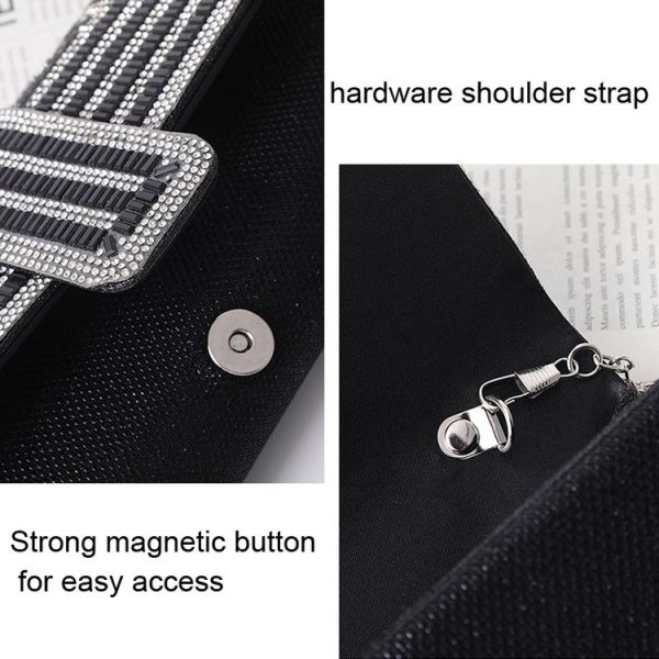 Ladies Evening Bag Shoulder Bag Hand Messenger Bag (Black) - Image 5
