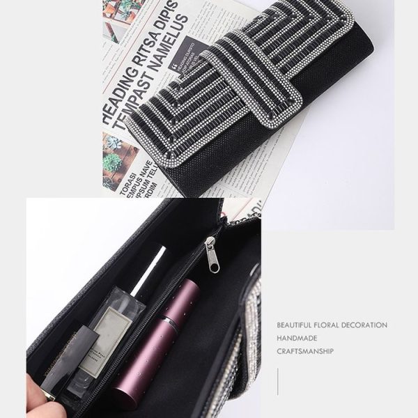Ladies Evening Bag Shoulder Bag Hand Messenger Bag (Black) - Image 7