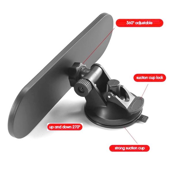 CZC-220 Car Strong Suction Cup Big Vision Flat Rearview Mirror (White Mirror) - Image 4