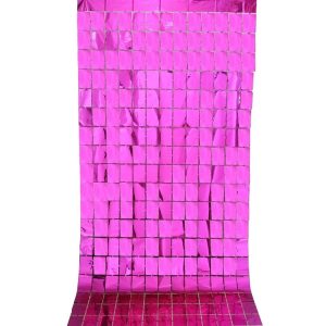 2 PCS 1x2M Square Rain Silk Door Curtain Birthday Party Background Wall Decoration (Rose Red)