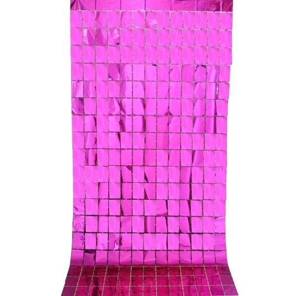 2 PCS 1x2M Square Rain Silk Door Curtain Birthday Party Background Wall Decoration (Rose Red)