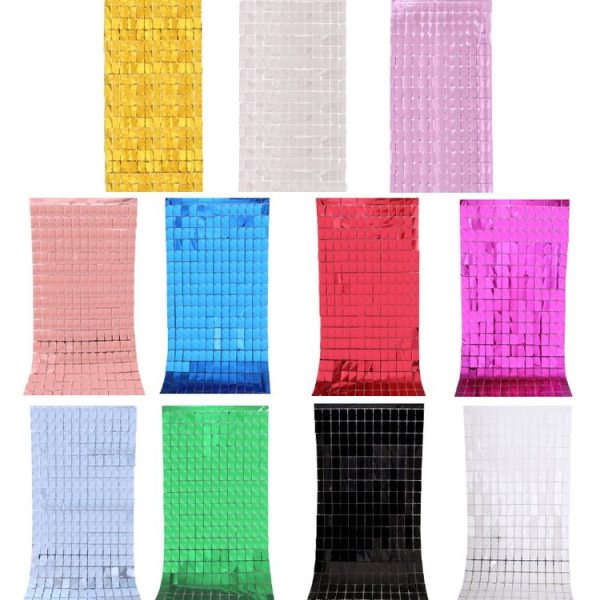 2 PCS 1x2M Square Rain Silk Door Curtain Birthday Party Background Wall Decoration (Rose Red) - Image 2