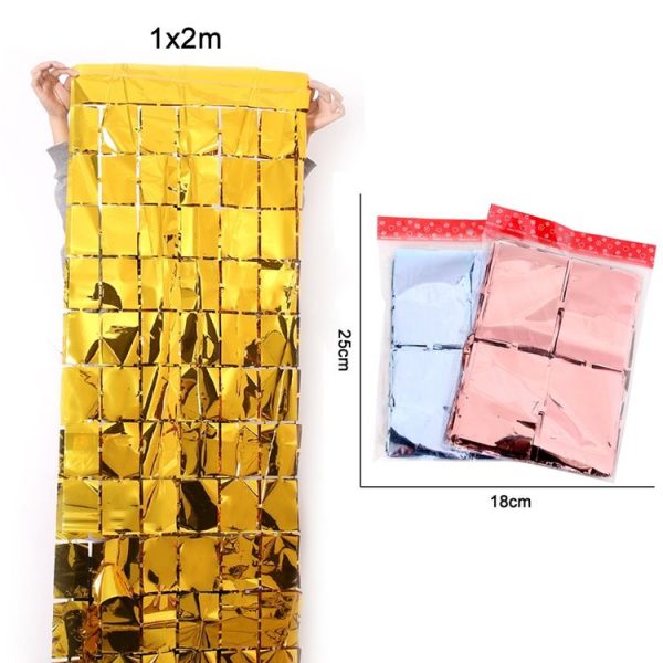 2 PCS 1x2M Square Rain Silk Door Curtain Birthday Party Background Wall Decoration (Rose Red) - Image 3