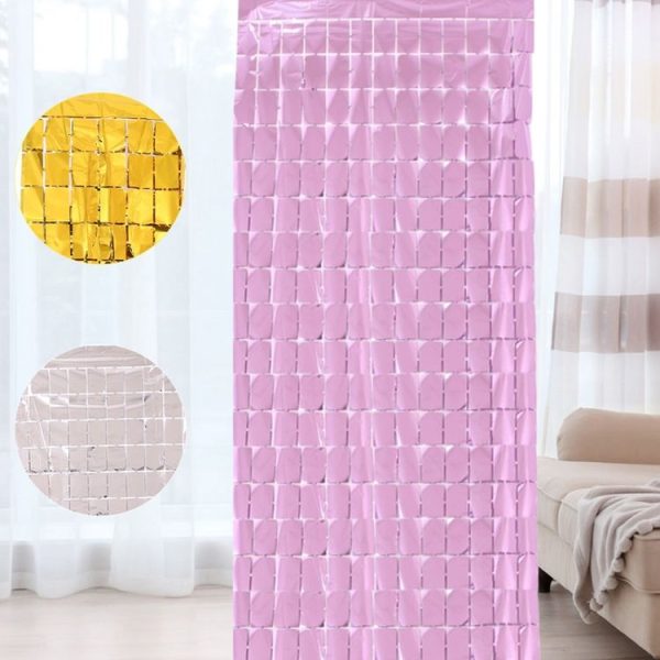 2 PCS 1x2M Square Rain Silk Door Curtain Birthday Party Background Wall Decoration (Rose Red) - Image 4