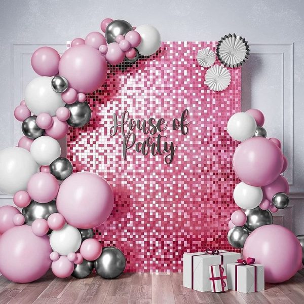 2 PCS 1x2M Square Rain Silk Door Curtain Birthday Party Background Wall Decoration (Rose Red) - Image 5