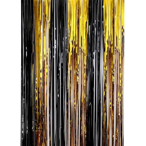 Black And Gold Rain Curtain Festival Party Decoration Props, Size: 1x2M - Image 2