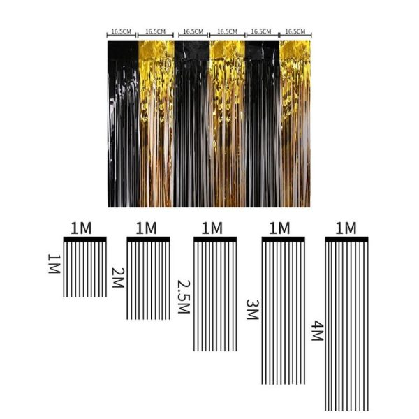 Black And Gold Rain Curtain Festival Party Decoration Props, Size: 1x2M - Image 3