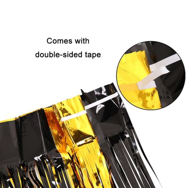 Black And Gold Rain Curtain Festival Party Decoration Props, Size: 1x2M - Image 4