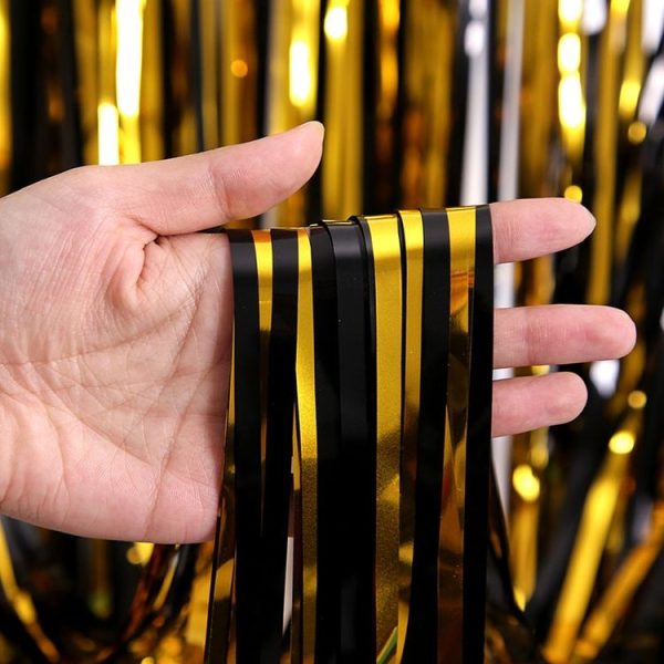 Black And Gold Rain Curtain Festival Party Decoration Props, Size: 1x2M - Image 6