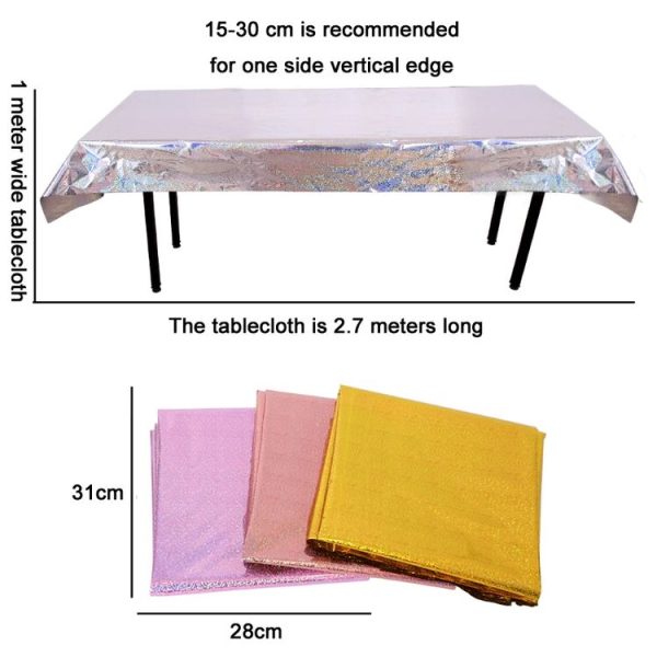 Birthday Party Foil Laser Tablecloth Wedding Decoration Supplies (1x2.7M Pink) - Image 3