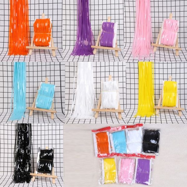 2 PCS Rain Curtain Birthday Party Background Wall Decoration (1x2M Pink) - Image 2