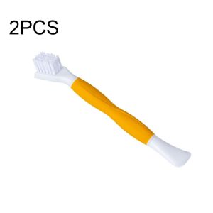 2 PCS Cup Lid Brush Pacifier Brush Multifunctional Gap Brush (Gap Brush Yellow)