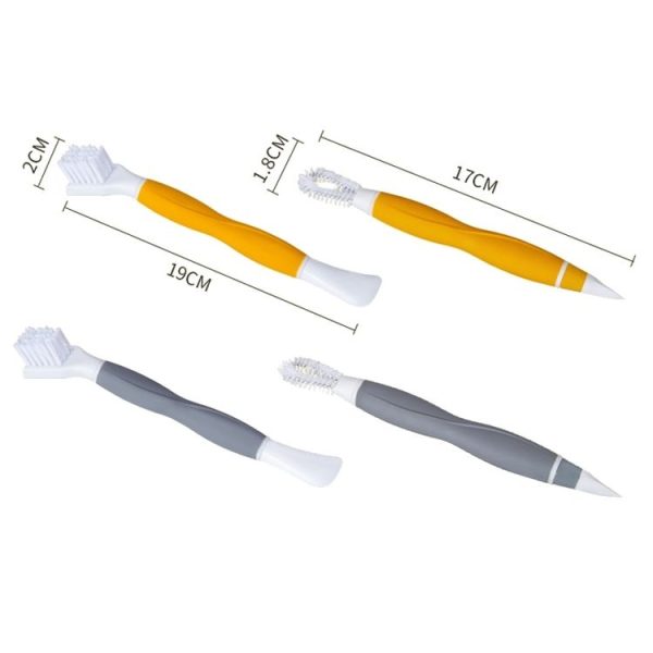 2 PCS Cup Lid Brush Pacifier Brush Multifunctional Gap Brush (Gap Brush Yellow) - Image 2