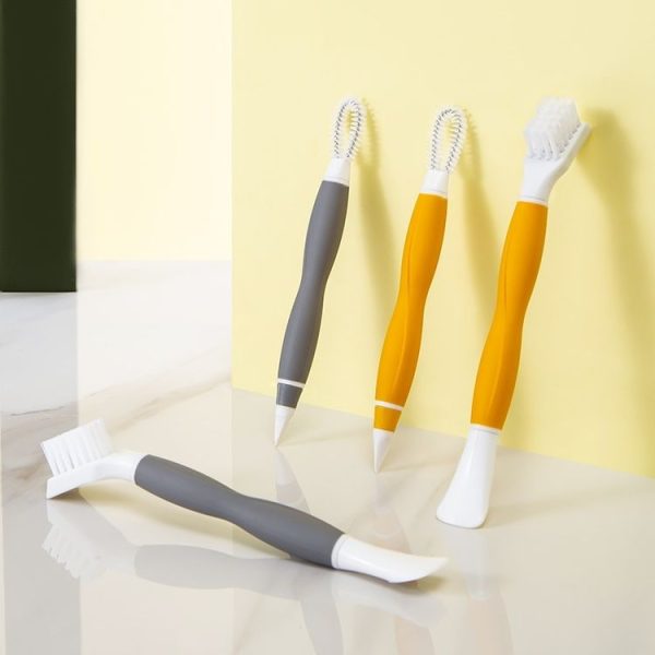 2 PCS Cup Lid Brush Pacifier Brush Multifunctional Gap Brush (Gap Brush Yellow) - Image 3