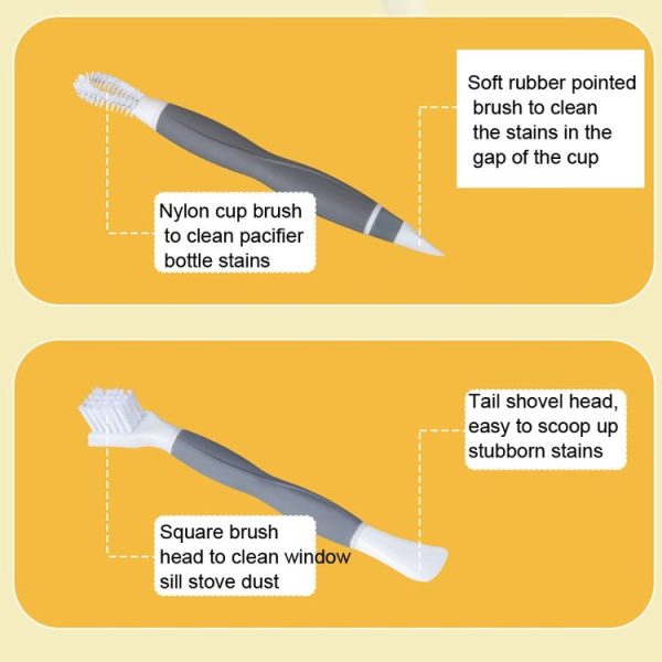 2 PCS Cup Lid Brush Pacifier Brush Multifunctional Gap Brush (Gap Brush Yellow) - Image 4