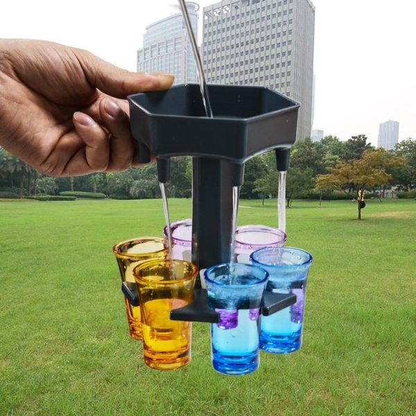 Bar Party 6 Cups Hexagon Wine Dispenser Wine Pourer Gray+6 Colorful Cups - Image 4