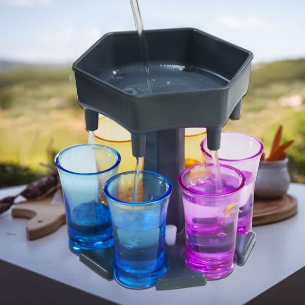 Bar Party 6 Cups Hexagon Wine Dispenser Wine Pourer Gray+6 Colorful Cups - Image 5