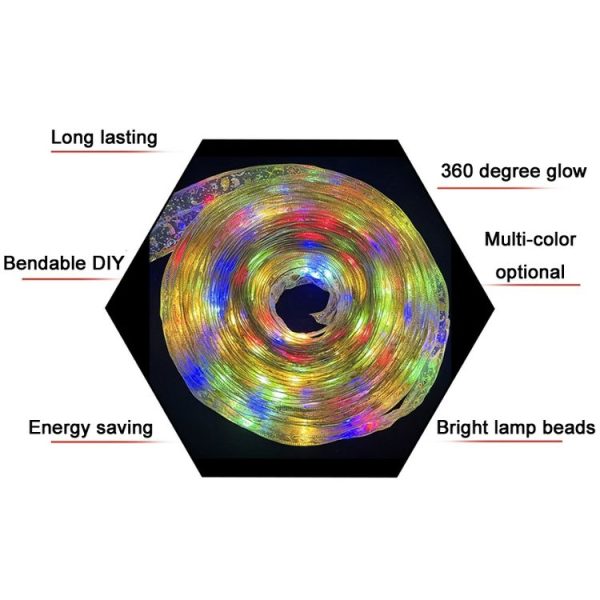 Christmas LED Lights Bronzing Double Ribbon String Lights, Specification: 5m (Gold Red Color Light) - Image 3