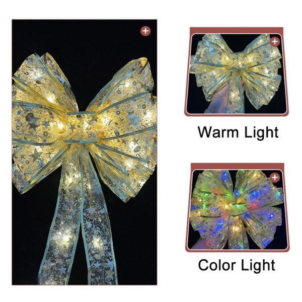 Christmas LED Lights Bronzing Double Ribbon String Lights, Specification: 5m (Gold Red Color Light) - Image 5