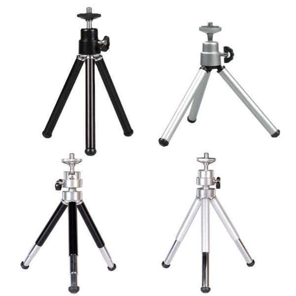 2PCS Projector Phone Stand Desktop Portable Telescopic Mini Metal Tripod, Style: 2 Sections (Black) - Image 2